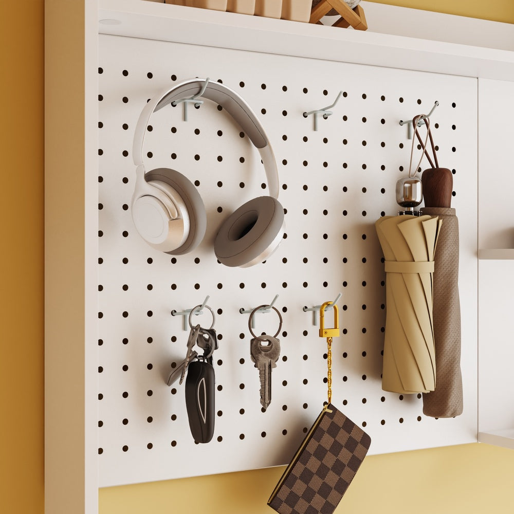 SoBuy FSR232-W, Tall Narrow Shoe Cabinet with 3 Flip Drawers, 8 Shelves & 6 Hooks, White, 83x14x197cm - view 7