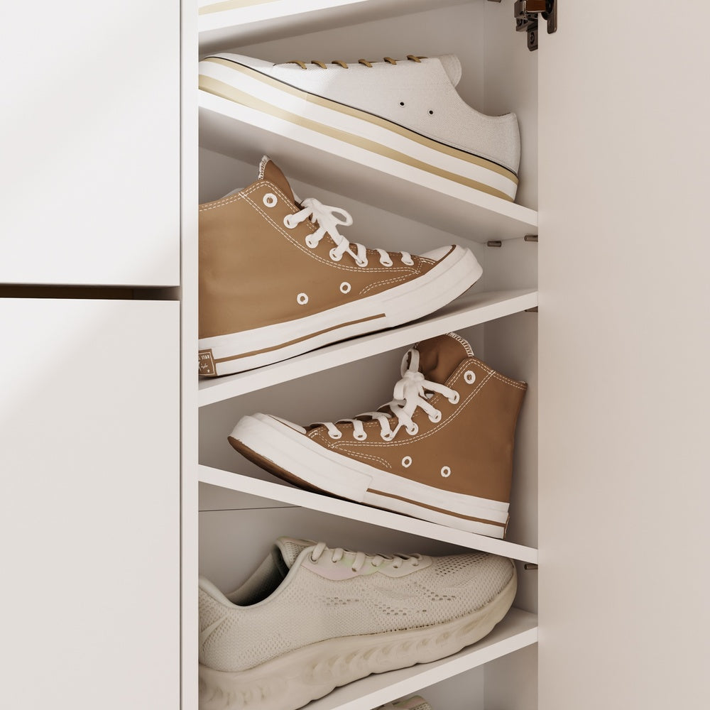SoBuy FSR232-W, Tall Narrow Shoe Cabinet with 3 Flip Drawers, 8 Shelves & 6 Hooks, White, 83x14x197cm - view 12
