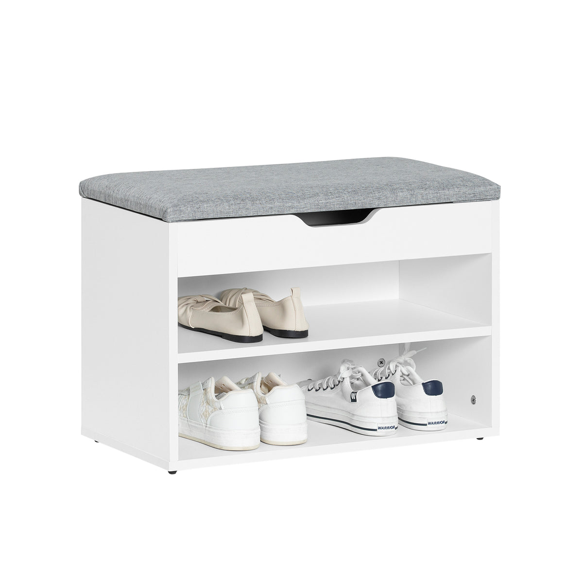 SoBuy FSR25-HG, Shoe Storage Bench Shoe Rack with Seat - Padded Folding Cushion, Hallway Storage Unit with 2 Tiers, Grey, 60x30x48cm, Max Load 150kg
