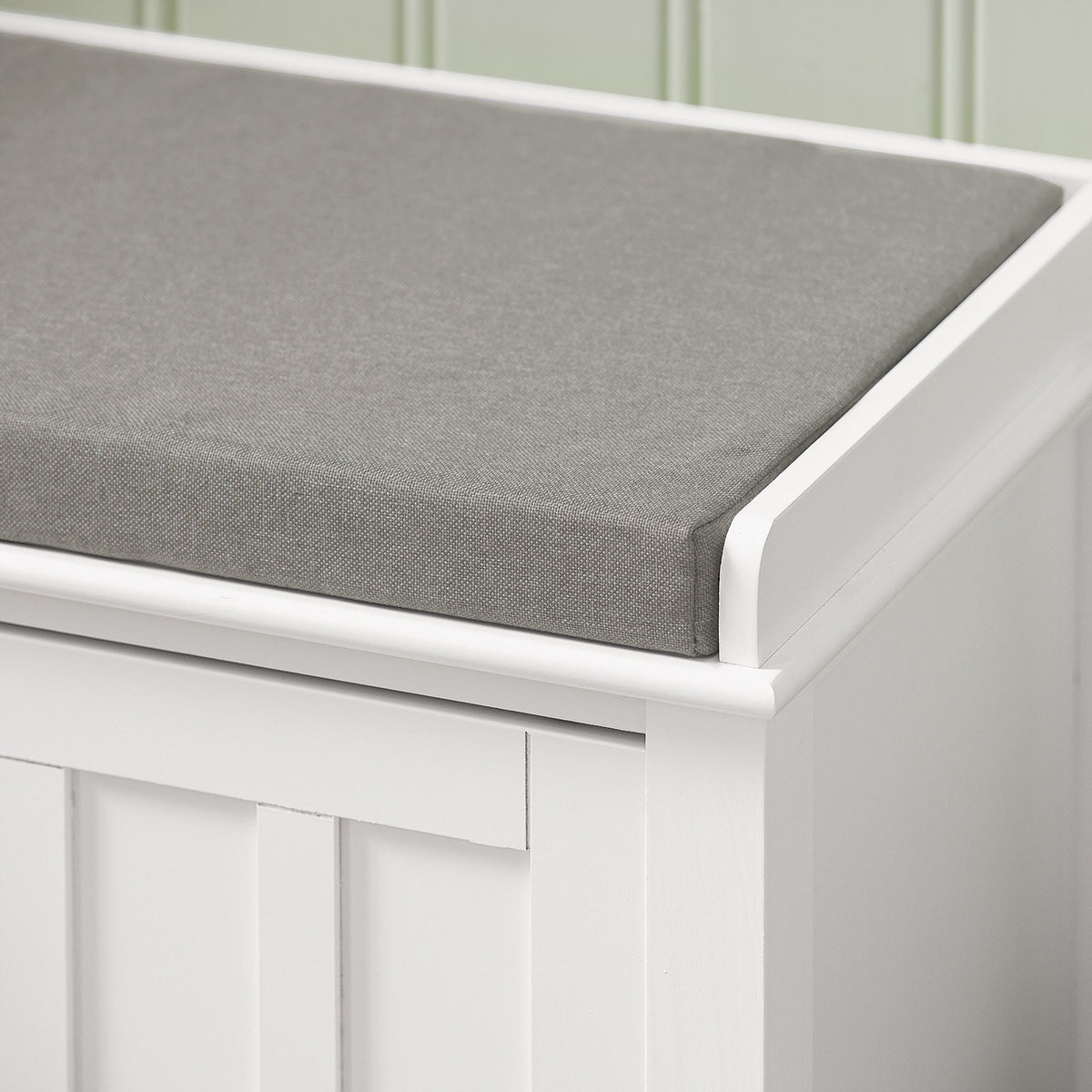 SoBuy FSR35-W, Storage Bench with 2 Doors & Removable Seat Cushion, Shoe Cabinet Shoe Bench, White