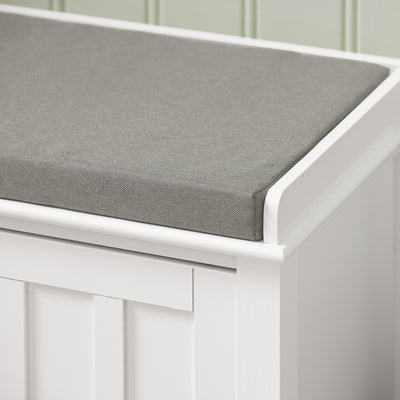 SoBuy FSR35-W, Storage Bench with 2 Doors & Removable Seat Cushion, Shoe Cabinet Shoe Bench, White