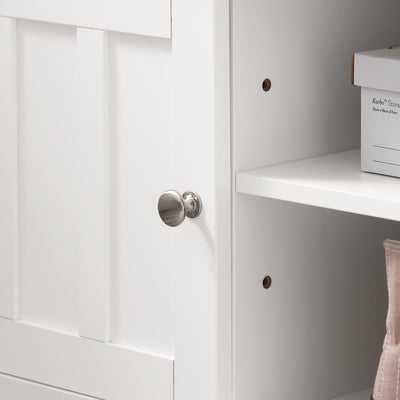 SoBuy FSR35-W, Storage Bench with 2 Doors & Removable Seat Cushion, Shoe Cabinet Shoe Bench, White