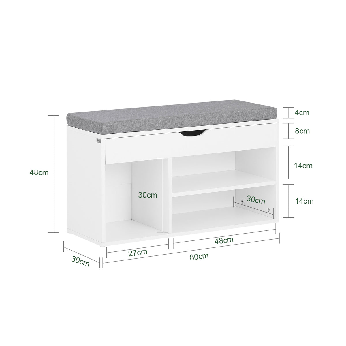 SoBuy FSR45-HG, Shoe Storage Cabinet Shoe Rack Shoe Bench with Lift Up Bench Top and Seat Cushion, Grey