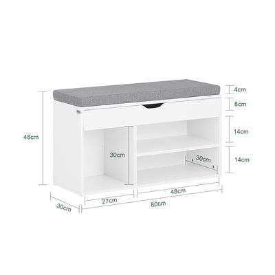 SoBuy FSR45-HG, Shoe Storage Cabinet Shoe Rack Shoe Bench with Lift Up Bench Top and Seat Cushion, Grey