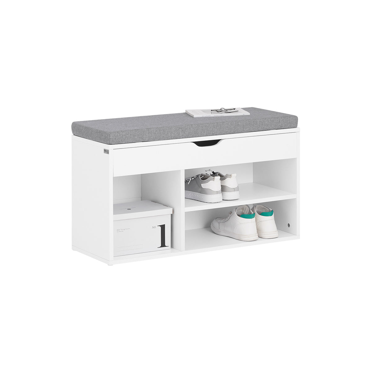SoBuy FSR45-HG, Shoe Storage Cabinet Shoe Rack Shoe Bench with Lift Up Bench Top and Seat Cushion, Grey