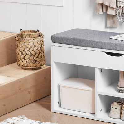 SoBuy FSR45-HG, Shoe Storage Cabinet Shoe Rack Shoe Bench with Lift Up Bench Top and Seat Cushion, Grey