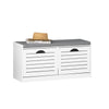 SoBuy FSR62-II-W, Hallway Shoe Bench Shoe Cabinet with 2 Flip-drawers and Seat Cushion White W97 x D30 x H46cm