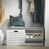 SoBuy FSR62-II-W, Hallway Shoe Bench Shoe Cabinet with 2 Flip-drawers and Seat Cushion White W97 x D30 x H46cm