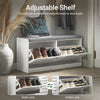 SoBuy FSR62-II-W, Hallway Shoe Bench Shoe Cabinet with 2 Flip-drawers and Seat Cushion White W97 x D30 x H46cm