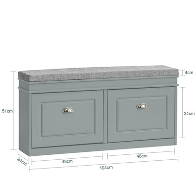 SoBuy FSR64-HG+FSR79-HG, Shoe Bench + Shoe Cabinet With Flip Drawers, 24cm Depth Grey Hallway Set