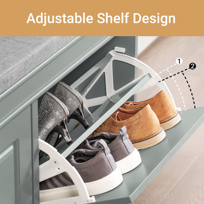 SoBuy FSR64-HG Flip Drawer Open View – Stores Up to 8 Pairs of Shoes with Easy Flip Access