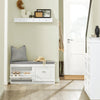 SoBuy FSR64-W+FSR78-W, Shoe Bench + Shoe Cabinet With Flip Drawers, 24cm Depth White Hallway Set