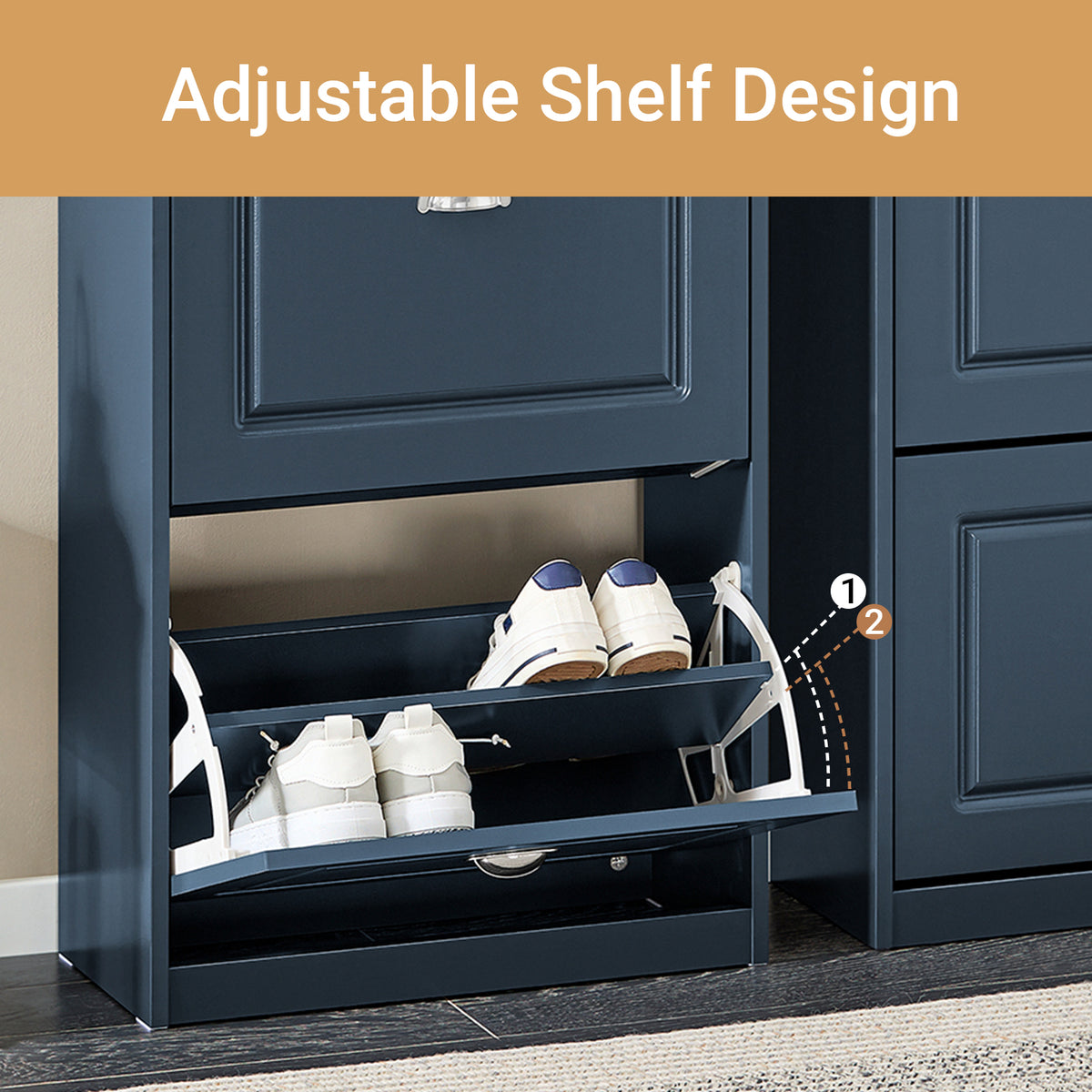 SoBuy FSR78-B Flip Drawer Open View – Generous Interior Fits Multiple Pairs of Shoes