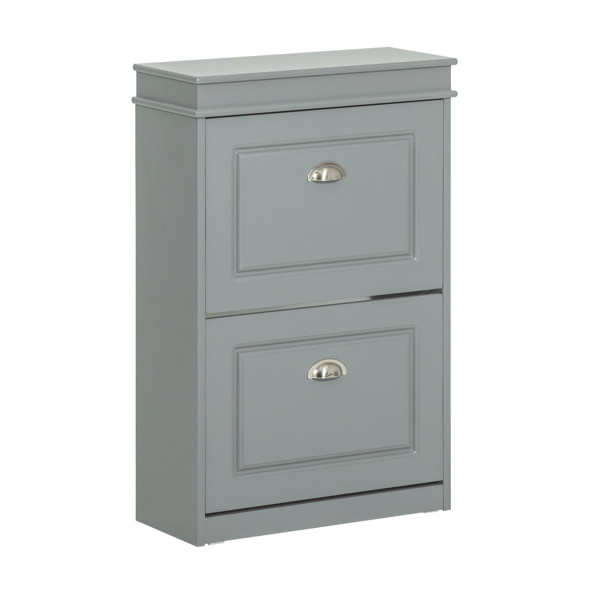 SoBuy FSR78-HG Grey Narrow Hallway Shoe Cabinet with 2 Flip Drawers – W54 x D24 x H82cm