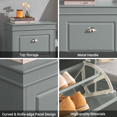 SoBuy Grey Hallway Shoe Cabinet Anti-Tip Device – Child and Pet Safety Protection Included