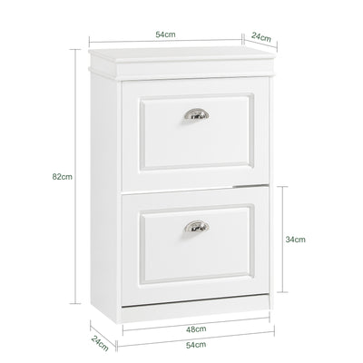 SoBuy FSR82-L-W+FSR78-W, Shoe Bench + Shoe Cabinet With Flip Drawers, 24cm Depth White Hallway Set