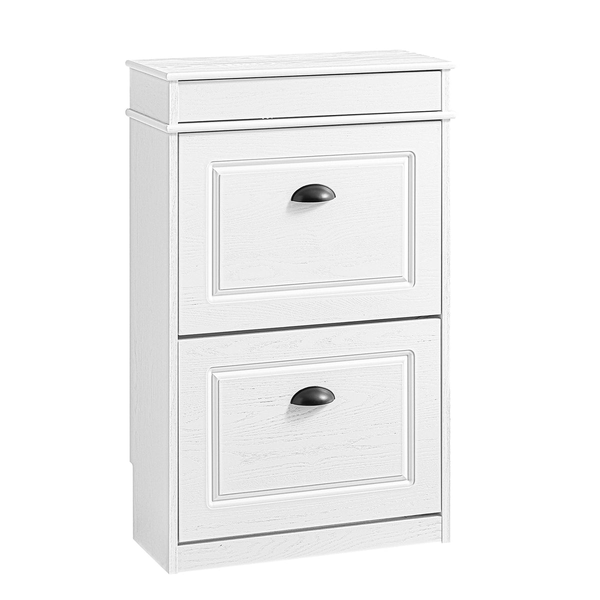 SoBuy FSR78-WG, Shoe Rack Cabinet with 2 Flip Drawers, Slim Shoe Storage Cabinet Hallway, Entryway, Corridor, Small Spaces, MDF Wooden Cupboard, White Vintage Wood Grain Effect, 54x24x82cm
