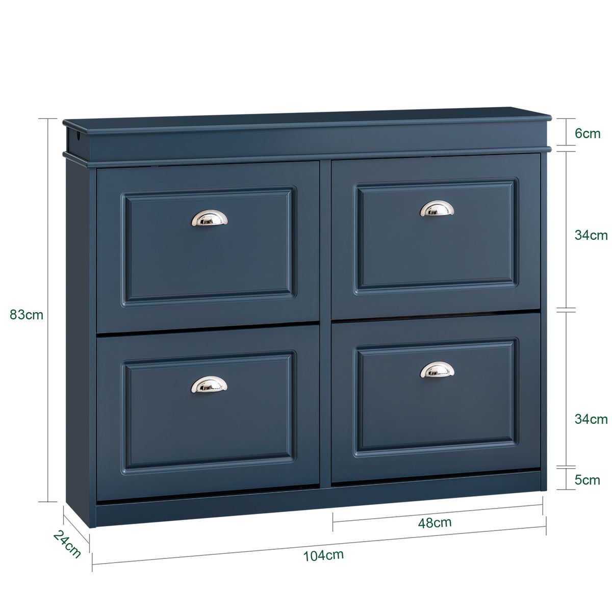 SoBuy FSR79-B blue shoe cabinet W104 x D24 x H83cm white background