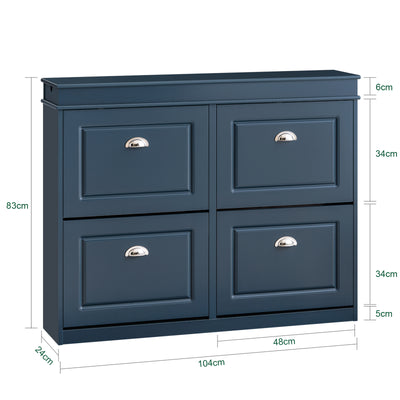 SoBuy FSR79-B blue shoe cabinet W104 x D24 x H83cm white background