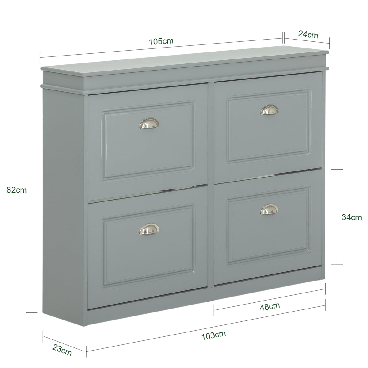SoBuy FSR64-HG+FSR79-HG, Shoe Bench + Shoe Cabinet With Flip Drawers, 24cm Depth Grey Hallway Set