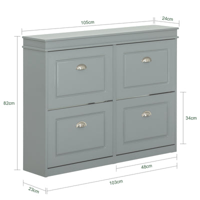SoBuy FSR64-HG+FSR79-HG, Shoe Bench + Shoe Cabinet With Flip Drawers, 24cm Depth Grey Hallway Set