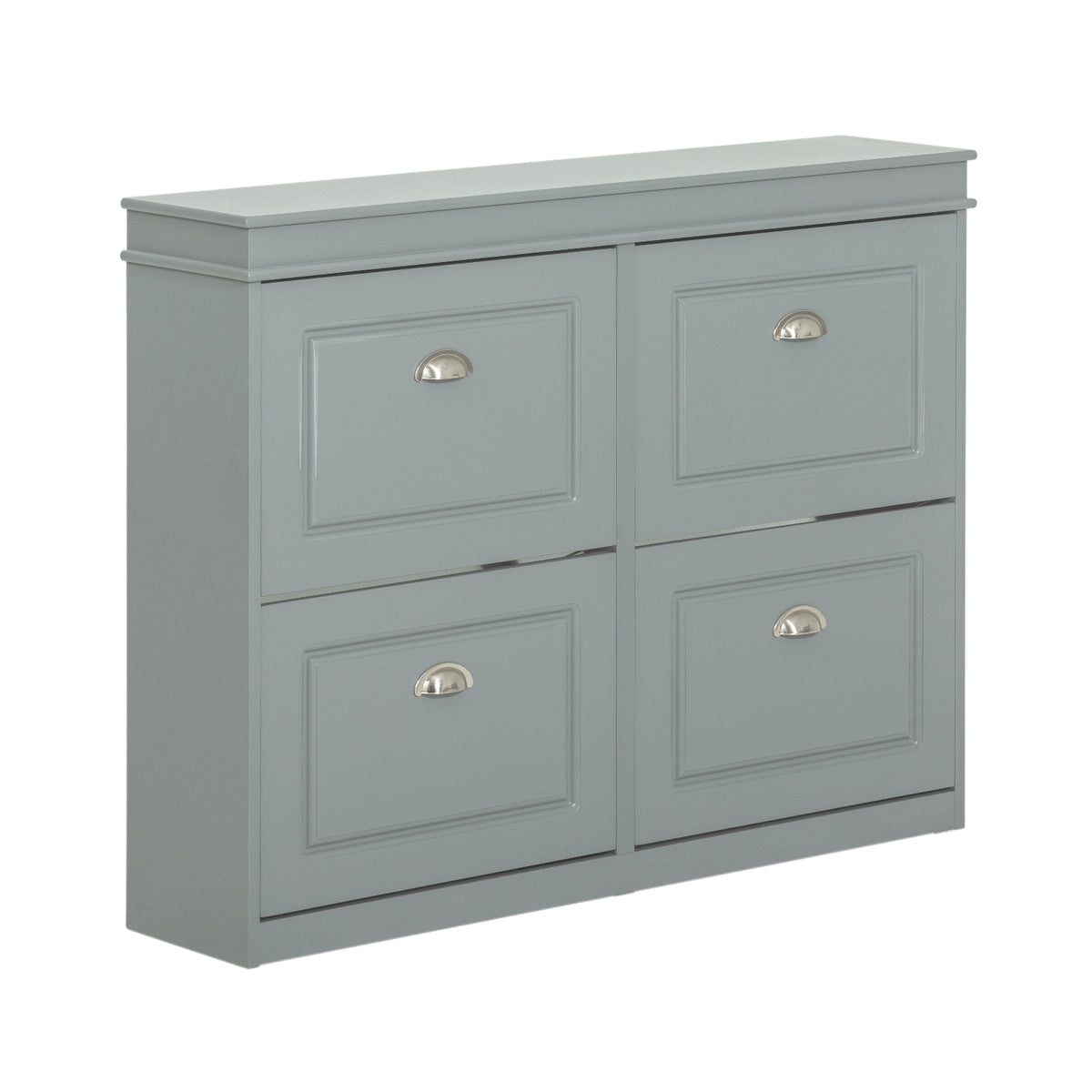 SoBuy FSR79-HG Grey Wide Hallway Shoe Cabinet with 4 Flip Drawers – W105 x D24 x H82cm