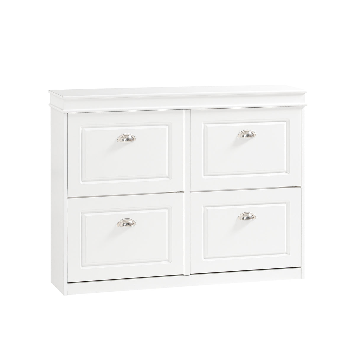 SoBuy white wide shoe cabinet with 4 flip drawers FSR79-W 105cm