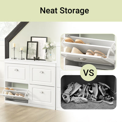 With this spacious shoe cabinet, your entryway stays tidy and clutter-free.
