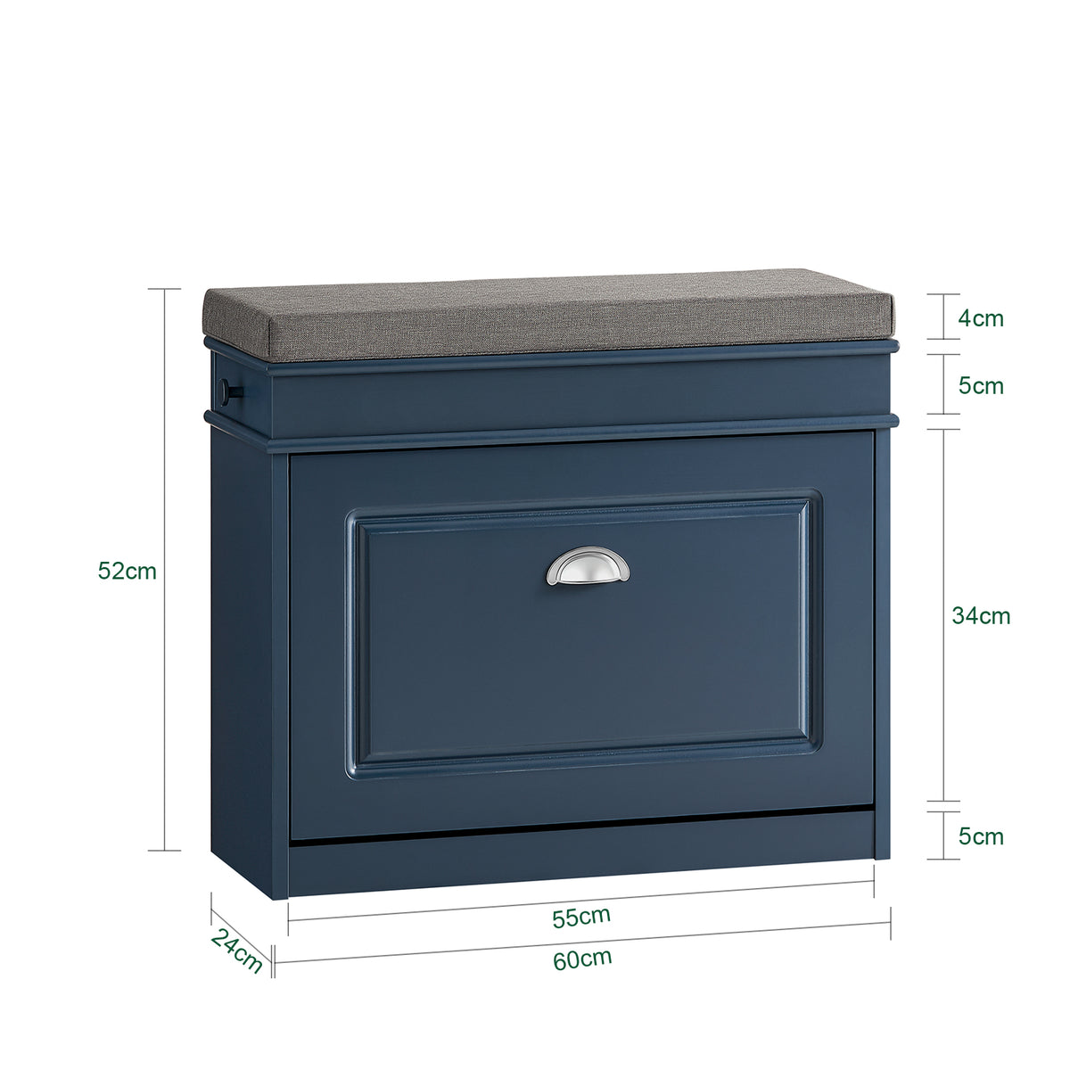 SoBuy FSR82-K-B Blue Shoe Bench – Space-Saving Design W60 x D24 x H52cm