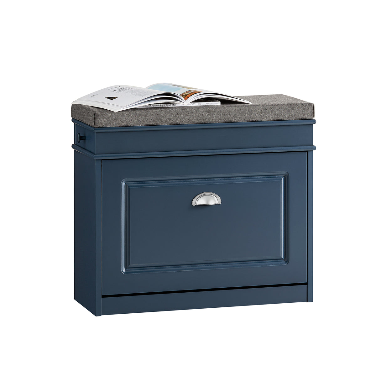 SoBuy Hallway Shoe Bench with Hidden Flip Drawer – Stylish Blue Finish for Modern Homes