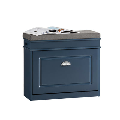 SoBuy Hallway Shoe Bench with Hidden Flip Drawer – Stylish Blue Finish for Modern Homes