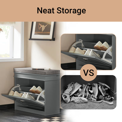 SoBuy Grey Hallway Bench – Ultra-Slim 24cm Depth Keeps Entryway Clutter-Free
