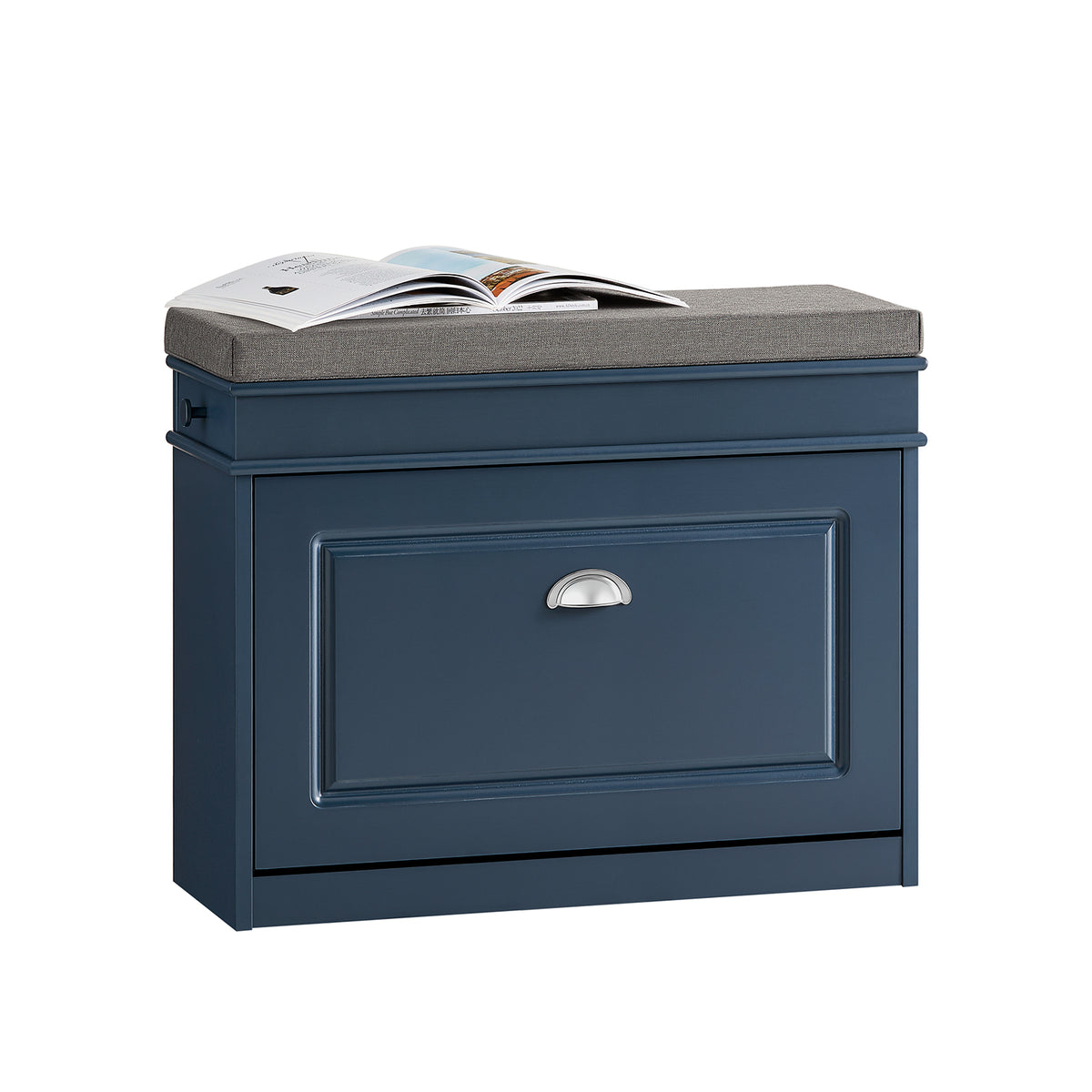 SoBuy Blue Hallway Shoe Bench with Flip Drawer – Space-Saving 24cm Slim Design