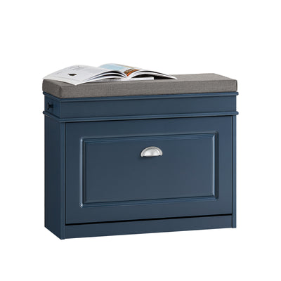 SoBuy Blue Hallway Shoe Bench with Flip Drawer – Space-Saving 24cm Slim Design
