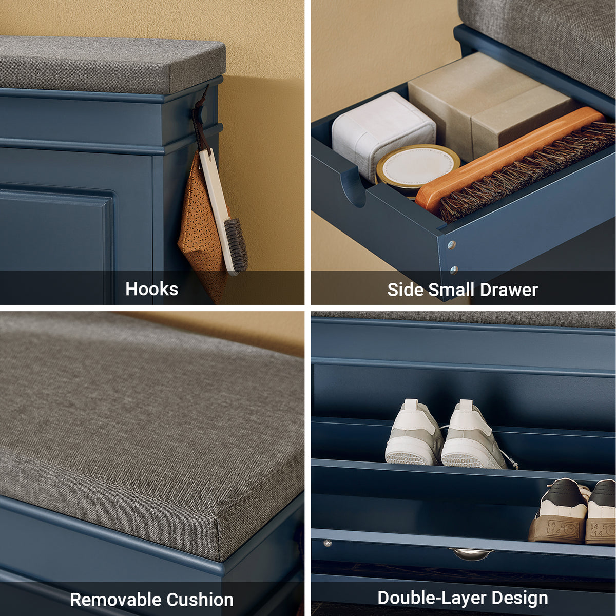 SoBuy Blue Shoe Storage Bench – Maximise Hallway Space with Hidden Compartment