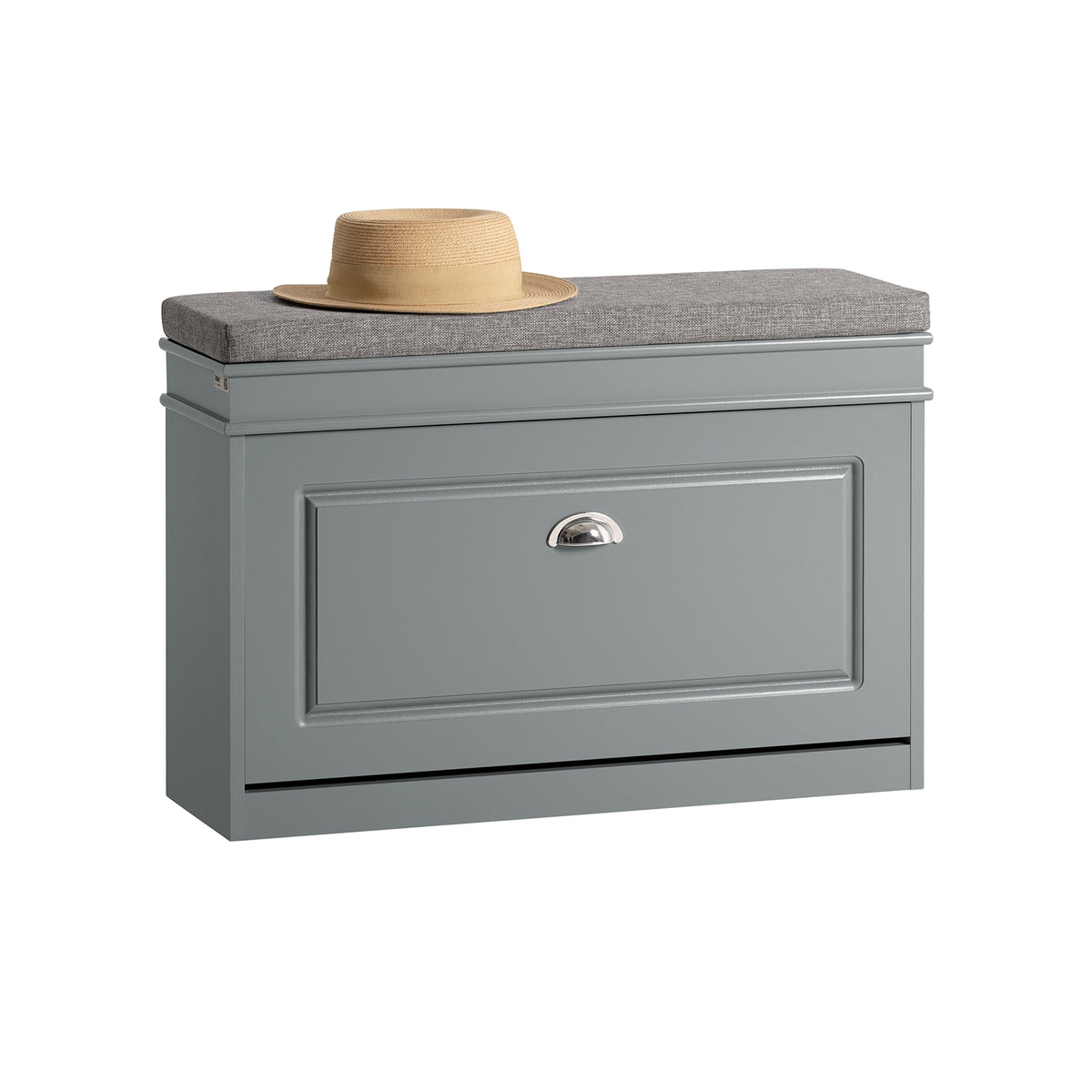 SoBuy FSR82-L-HG Grey Hallway Shoe Bench with Flip Drawer and Padded Seat – W75 x D24 x H51cm