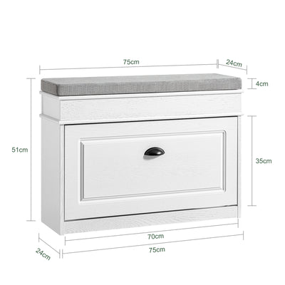 SoBuy FSR82-L-WG dimensions diagram – W75×D24×H51cm narrow hallway shoe bench 180kg load capacity