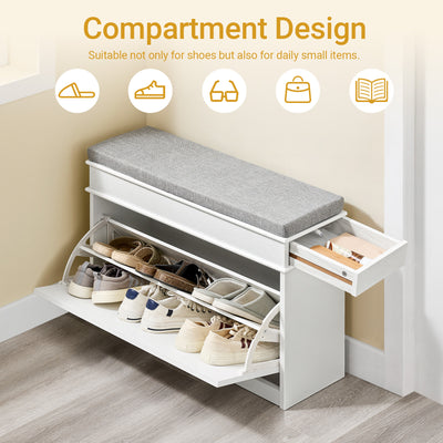 SoBuy FSR82-L-WG 3-in-1 design – sitting bench, flip drawer shoe cabinet and hidden drawer in hallway use