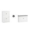 SoBuy FSR82-L-W+FSR78-W, Shoe Bench + Shoe Cabinet With Flip Drawers, 24cm Depth White Hallway Set