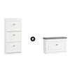 SoBuy FSR82-L-W+FSR94-W, Shoe Bench + Shoe Cabinet With Flip Drawers, 24cm Depth White Hallway Set