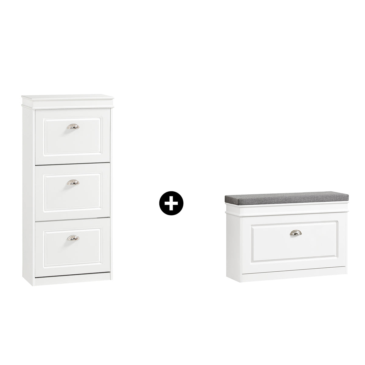 SoBuy White Hallway Furniture Set | Slim Shoe Bench & Tall Shoe Cabinet ...