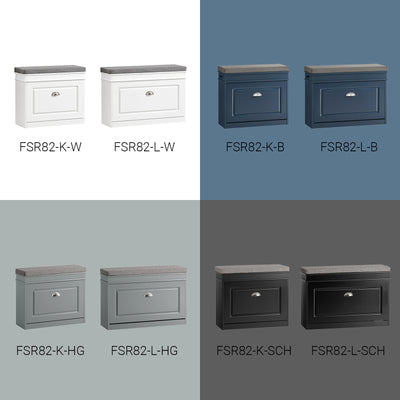 SoBuy FSR82-L-W White Hallway Shoe Bench with Flip Drawer & Padded Seat – Slim Storage Unit W75 x D24 x H51cm