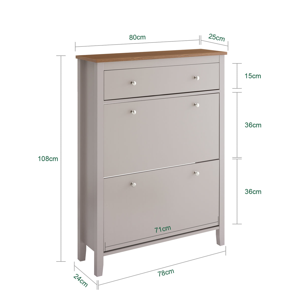 SoBuy FSR89-KA, Slim Shoe Storage Cabinet for Hallway – Wooden Shoe Rack Cabinet with Drawer and 2 Flip Drawers, Holds 12 Pairs – Easy Assembly, 80x25x108 cm, Light Brown
