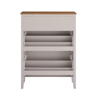 SoBuy FSR89-KA, Slim Shoe Storage Cabinet for Hallway – Wooden Shoe Rack Cabinet with Drawer and 2 Flip Drawers, Holds 12 Pairs – Easy Assembly, 80x25x108 cm, Light Brown