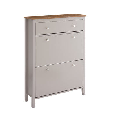 SoBuy FSR89-KA, Slim Shoe Storage Cabinet for Hallway – Wooden Shoe Rack Cabinet with Drawer and 2 Flip Drawers, Holds 12 Pairs – Easy Assembly, 80x25x108 cm, Light Brown