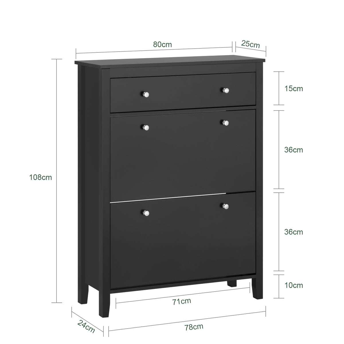 SoBuy FSR89-SCH dimensions infographic – W80×D25×H108cm shoe cabinet size guide