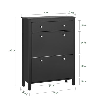 SoBuy FSR89-SCH dimensions infographic – W80×D25×H108cm shoe cabinet size guide