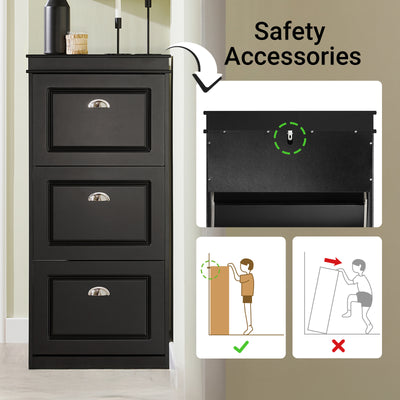 SoBuy Black Narrow Shoe Cabinet Anti-Tip Device – Wall-Mounted Safety Fixture for Child and Pet Protection