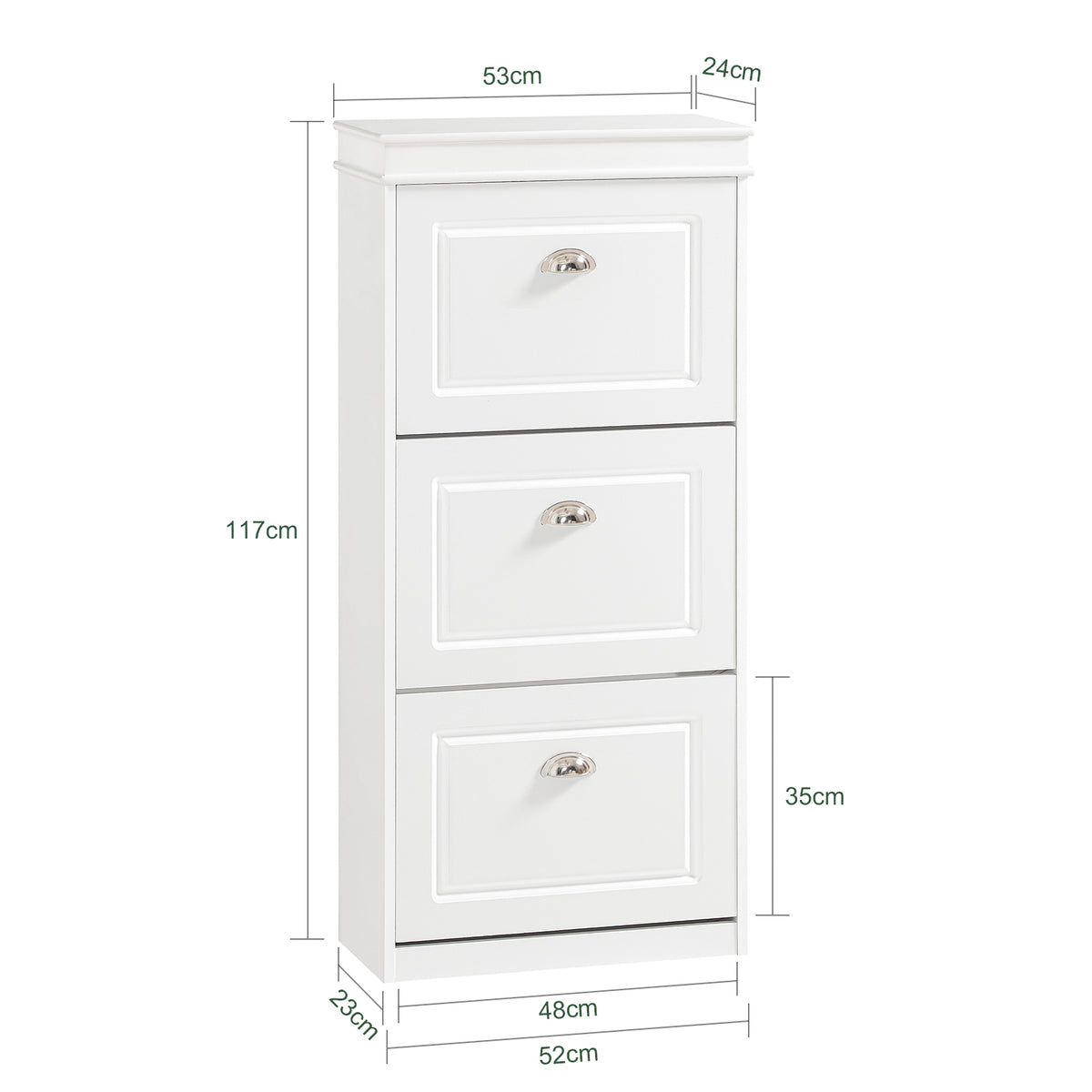 SoBuy FSR64-W+FSR94-W, Shoe Bench + Shoe Cabinet With Flip Drawers, 24cm Depth White Hallway Set