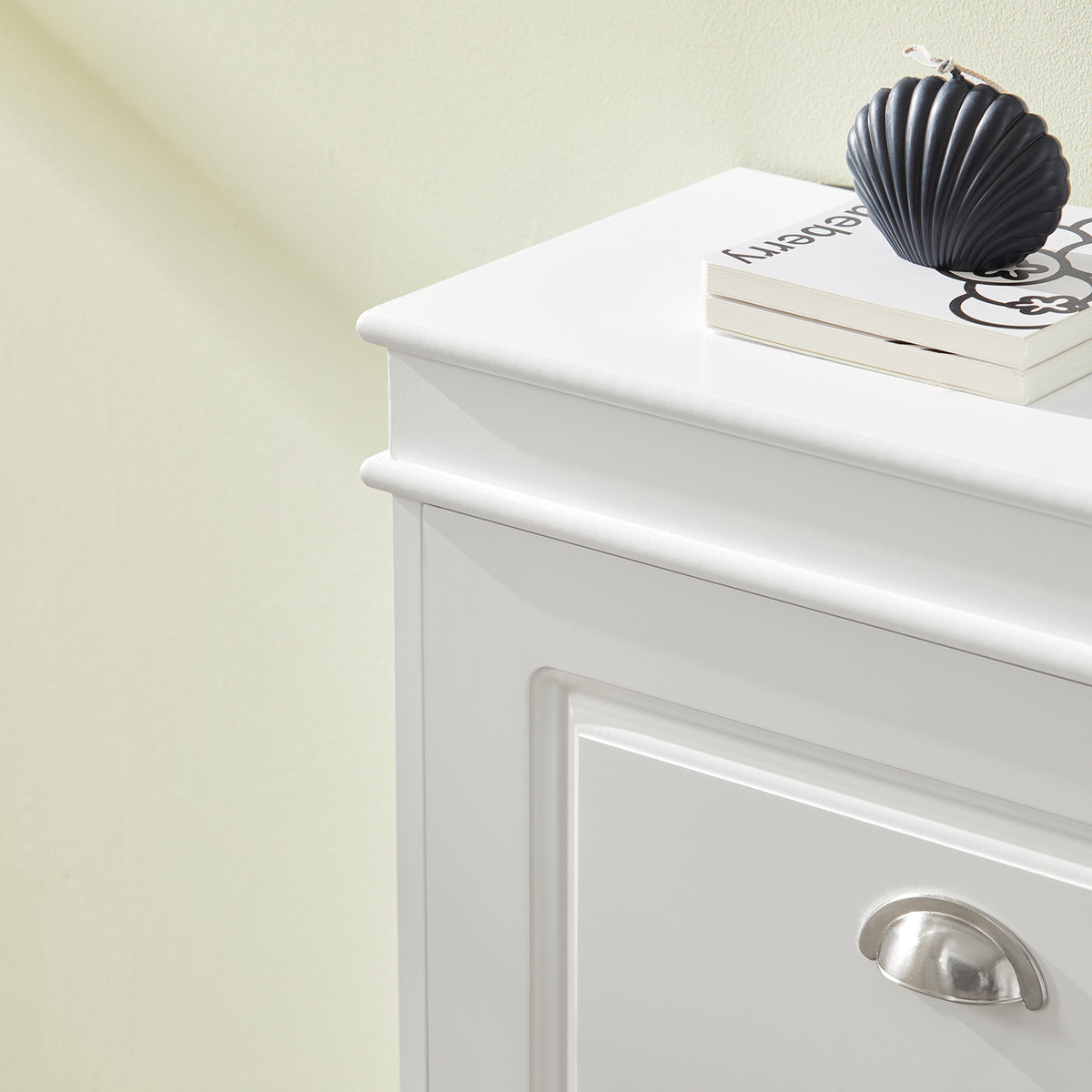 SoBuy FSR64-W+FSR94-W, Shoe Bench + Shoe Cabinet With Flip Drawers, 24cm Depth White Hallway Set